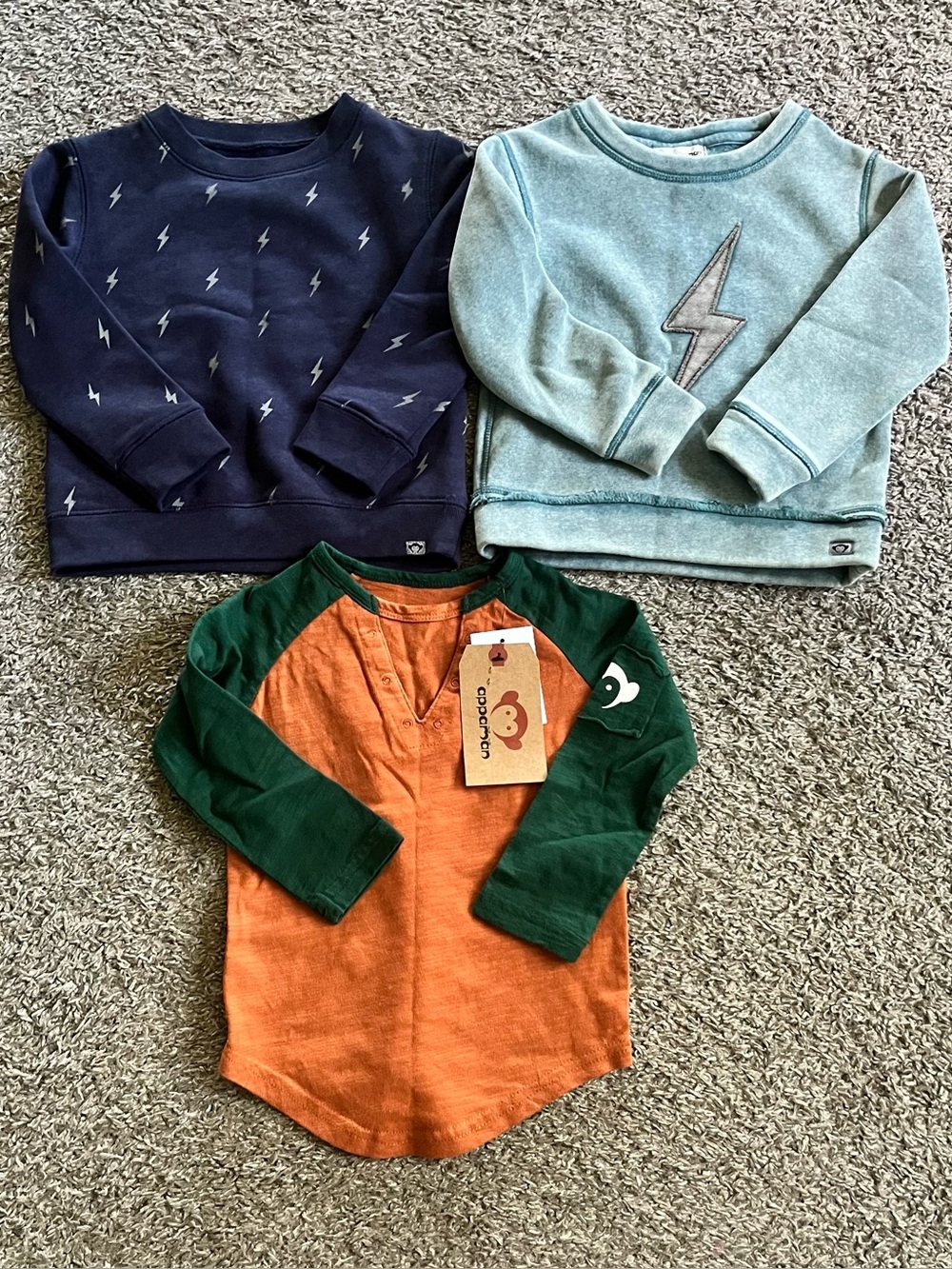Appaman Lot of 3 Tops Sweatshirt Crewneck Lightning Size 2T Toddler Baby Boy